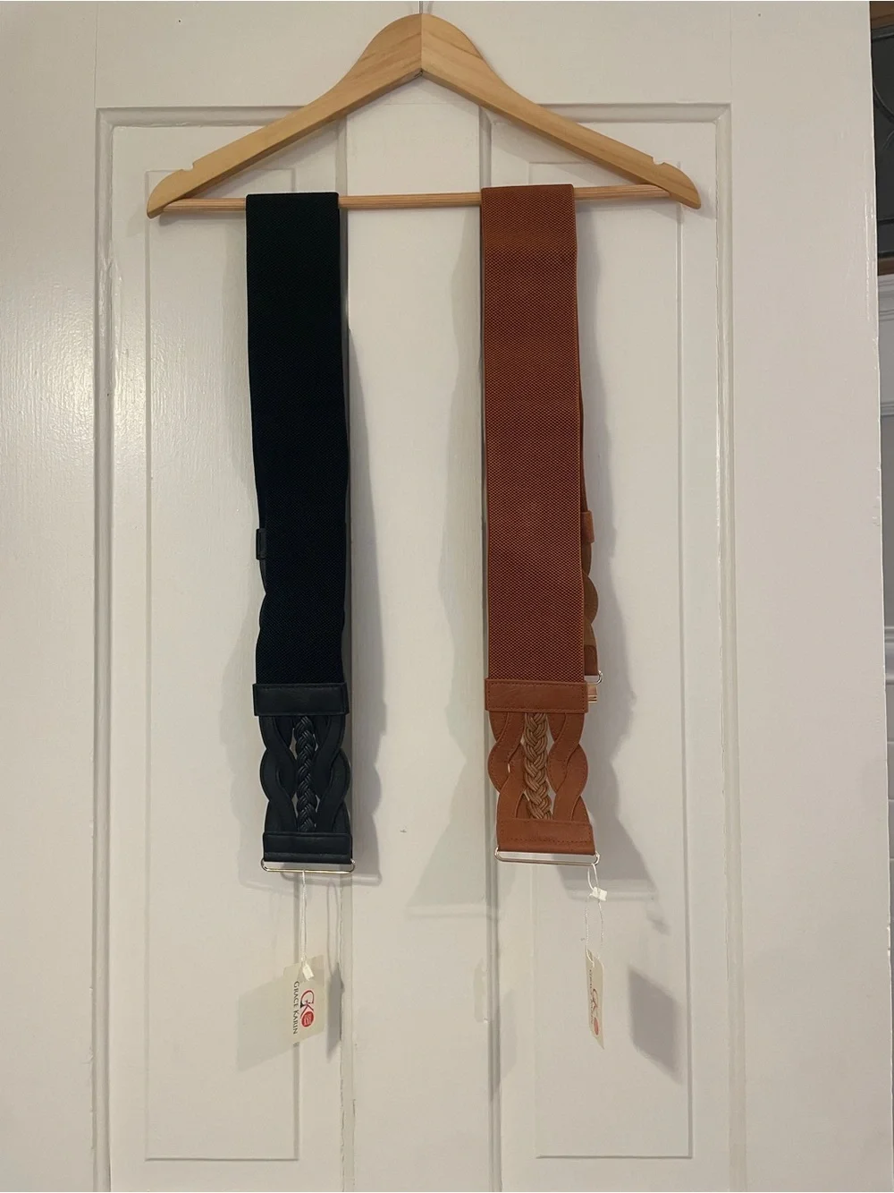 NWT Grace Karin Wide Elastic Cinch Belt 2 Pack Black Brown Retro Dress Belts XXL